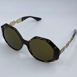 VERSACE VE4395 - Oversized Havana Brown Greca Sunglasses NWT